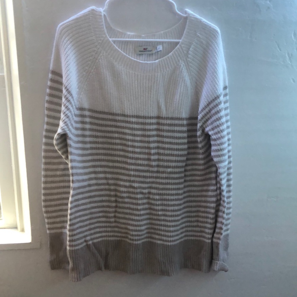 Brown and White Striped Sweater